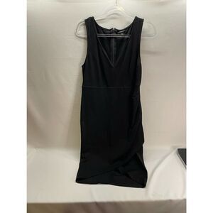 Torrid Black V-Neck Faux Wrap Dress Fitted Knee Length Size 0 US size Large